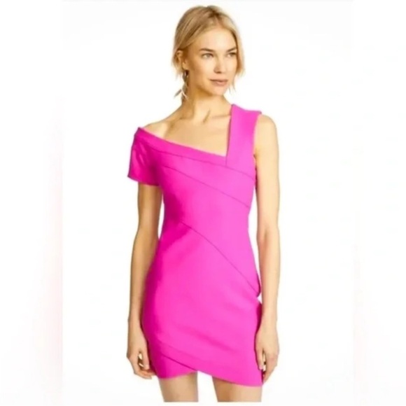 Cinq A Sept One Shoulder Formal Dress Fuschia Pink Magenta Dragon Fruit Size 4 - Picture 1 of 15